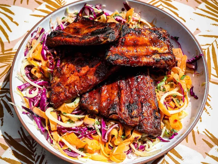 Zero-fuss cooking: BBQ pork ribs and zingy Asian slaw