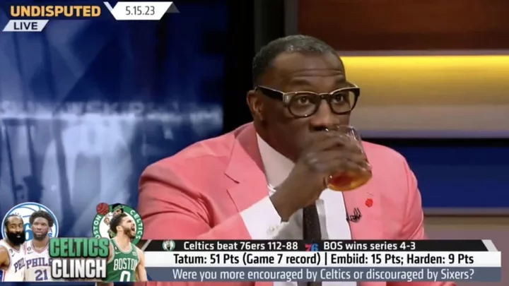 Shannon Sharpe Mixes and Drinks Cocktail on 'Undisputed' in Honor of Celtics Beating Sixers