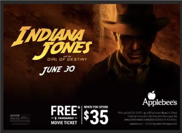 Applebee’s® to Offer Guests a FREE* Fandango Movie Ticket to see Disney and Lucasfilm’s “Indiana Jones and the Dial of Destiny”