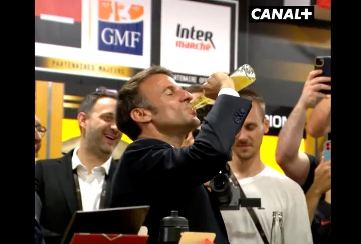 Macron accused of ‘toxic masculinity’ - after downing bottle of beer in 17 seconds