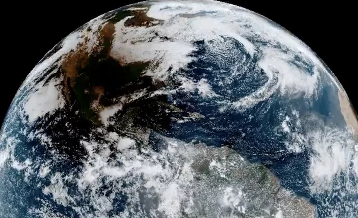 Vivid satellite footage shows solar eclipse hitting Earth from space