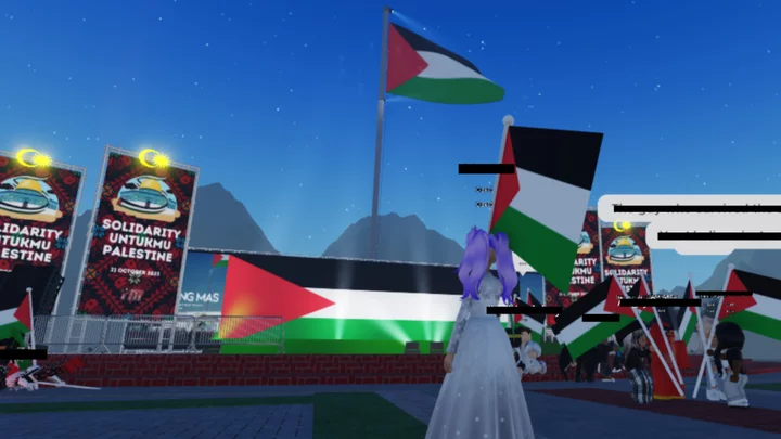 Players in Roblox are joining digital Pro-Palestine rallies
