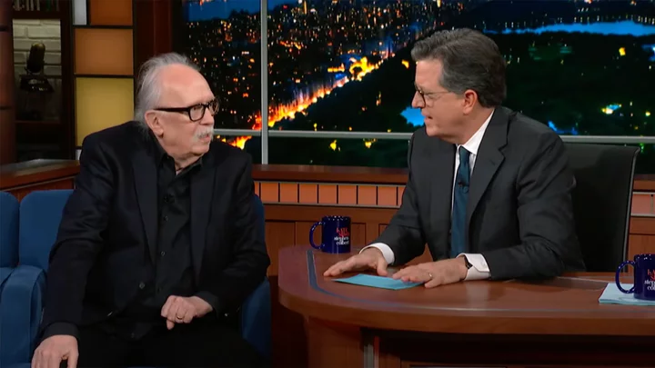 Watch Stephen Colbert gleefully bombard John Carpenter with 'The Thing' questions