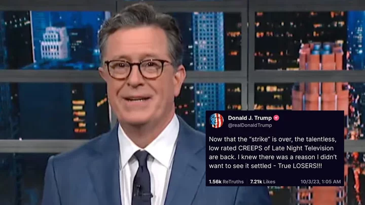 Stephen Colbert makes genius use of Trump's angry posts about late night hosts